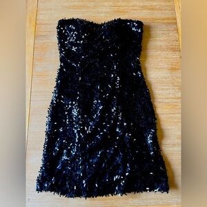 Wet seal black sequin strapless tube top mini dress